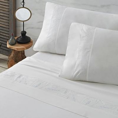 Burrito Blanco | Broderade bomullslakan | för 135 cm säng (+tillgängliga storlekar) | vita lakan bomull percale 200 trådantal | färg 401 vit
