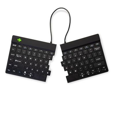 R-Go - Tastiera Split con meccanismo a forbici, tunnel carpale, design ergonomico in 2 parti, con software Break, ultrasottile, layout QWERTY (US), Bluetooth 5.0, compatibile con Windows/Mac/Linux,