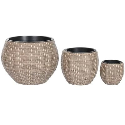 Home ESPRIT Set de Pots en polypropylène rotin 49 x 49 x 36 cm