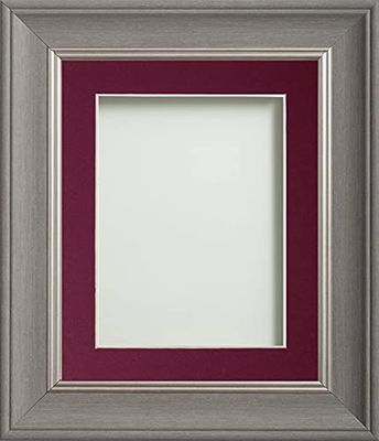 Frame Company Drummond Range Gunmetal Grey 20x16 inch Picture Photo Frame with Plum Mount for Image 16x12 inch * Choice of Sizes* Fitted with Real Glass