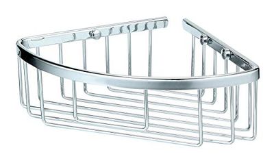 Kibath 130044 Suporte baixo de canto, cesta de duche e banheira ALD fabricada em latão com acabamento cromado, para frascos de gel ou champu, cromado brilho
