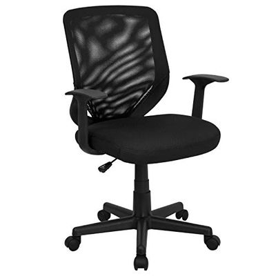 Flash Furniture Mid-Back Mesh Swivel Task Stoel met Arms, Metaal, Zwart, 59,69 x 55,88 x 27,94 cm