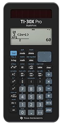 TEXAS INSTRUMENTS TI-30X Pro Mathprint - Calcolatrice scolastica (display ad alta risoluzione a 4 righe, funzionamento solare e a batteria) nero