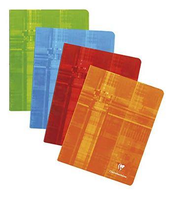 Clairefontaine 392C A Stapled Notebook - 16.5x21 cm - 120 Small Square Pages with Margin - White Paper 90 g - Laminated Card Cover Random Colour