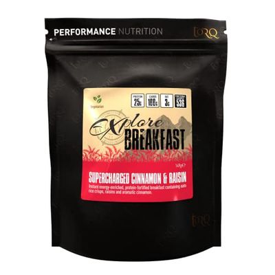 Torq Explore Cinnamon & Raisin Breakfast - Healthy Cereal for Pre & Post Workout, Exercise - High in Protein, 25g of Protein, 100g of Carbohydrates Perfect for Expeditions