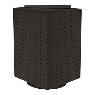 Azar Displays 701414-BLK Rotating Stand, Peg Display Carousel, Four Sided Rack for Jewelry, Accessories, or Crafts, Revolving Displays for Retail, Pegboard Organizer, Black, 14"x14"x20"