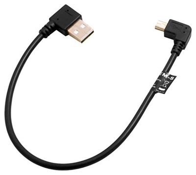 System-S - Cable USB mini (ángulo de 90°, conector acodado a la izquierda, USB tipo A (macho, cable acodado a la derecha, 26 cm)