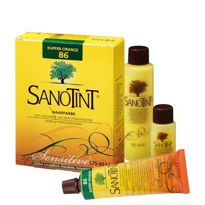 Sanotint Coloration pour cheveux sensible n° 86 « Orange cuivre » – 125 ml – Coloration naturelle avec des ingrédients végétaux précieux