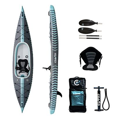 Coasto, Capitole, Opblaasbare Kajak, Grijs/Groen Water, 1P, Unisex-Volwassene