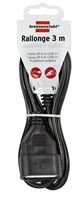 Brennenstuhl 1161791 - Prolunga elettrica, 3 m, H03VVH2-F, 2 x 0,75, colore: nero