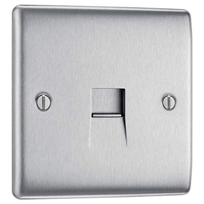 BG Electrical NBSBTS1-01 Enkele Telefoon Slave Socket, Geborsteld Staal