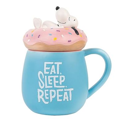 Grupo Erik - Mug Snoopy 500 ml avec Couvercle | Tasse en Céramique Sous Licence Officielle | Mug Café & Thé, Idée Cadeau Geek, Anniversaire ou Noël