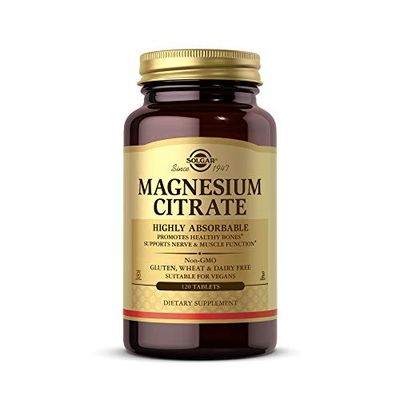 Solgar Magnesium Citrate Tablets - Supports the Nervous System - Energy Release - Reduces Tiredness and Fatigue - Vegan - Pack of 120 Tablets