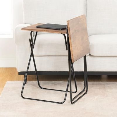 FurnitureR Lot de 2 Tables d'appoint Pliantes multifonctionnelles pour Salon, Salle à Manger, Bureau, Marron Vintage, 48 x 38 x 66,5 cm