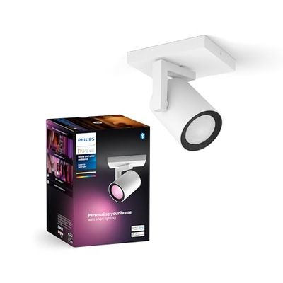 Philips Hue White & Color Ambiance Argenta lampada da soffitto con faretto singolo, faretti LED dimmerabili per il sistema Hue, controllo intelligente della luce tramite voce e app, bianco