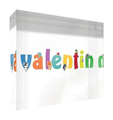 Little Helper Souvenir Décoratif en Acrylique Transparent Poli comme Diamant Style Illustratif Coloré avec le Nom de Jeune Garçon Valentin 15 x 21 x 2 cm Grand