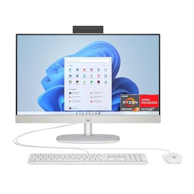 HP 24-cr0002sl All-in-One, AMD Ryzen 3 7320U, 8GB RAM LPDDR5, 512GB SSD NVMe, AMD Radeon Integrata, Display da 23,8" FHD IPS, Wi-Fi, Audio Integrato da 2W, Windows 11, Non è Touch, Bianco