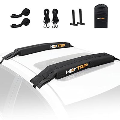 HEYTRIP ★ Coussinets de Toit Souples universels pour Kayak/Planche de Surf, Sup/Canoë avec Sangles de Serrage de 3,5 m et Sac de Rangement