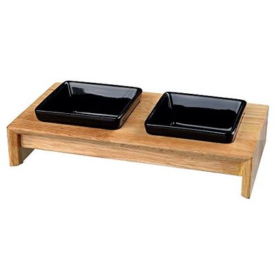 Trixie Kåpset, keramik/trä – för hundar 2 x 0,2 l/10 cm, 28 x 5 x 15 cm, svart