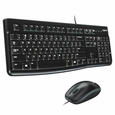 Logitech MK120 Combo Clavier et Souris Filaire pour Windows, Clavier Portuguais QWERTY - Noir
