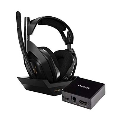 Logitech G Astro Gaming A50 Auriculares inalámbricos para Gaming y estación-Base de Carga, 4a Gen, Control de Balance de Juego, Voz, 2.4 GHz, para PS5, PS4, PC, Mac + Astro Adaptador HDMI para PS5