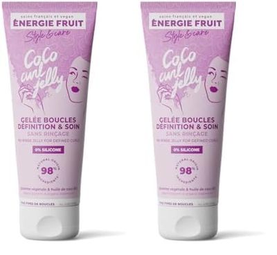ENERGIE FRUIT | Gelée soin & définition coco curl sans rincage | Cheveux ondulés & bouclés | Huile de coco BIO| 200ML (Lot de 2)