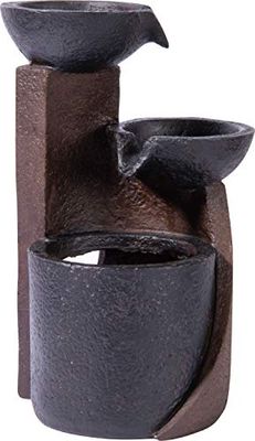 dobar® 96414e Fontaine de Table, Design à Trois Niveaux, en polyrésine, Petite Fontaine, Jeu d'eau décoratif pour Salon, Bureau, intérieur - Fontaine décorative - 14,2 x 14,2 x 22 cm - Gris