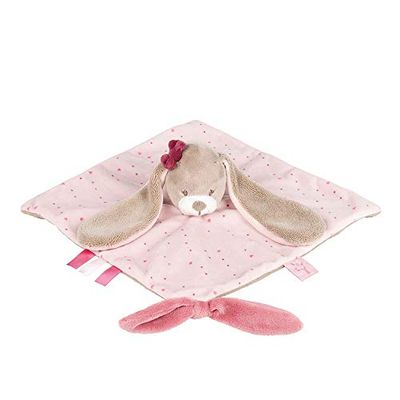 Nattou Doudou de coelho menina, menina, jade e lilili, 27 x 27 x 5 cm, bege/rosa