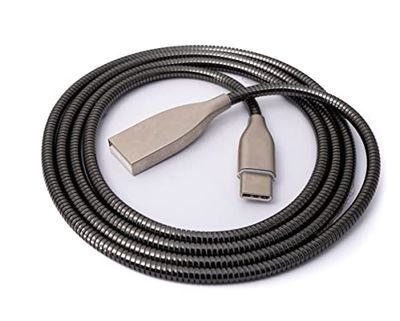SYSTEM-S USB 3.1 kabel 100cm type C male naar 2.0 type A female metalen veer adapter grijs