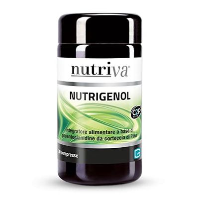 NUTRIVA Nutrigenol, Integratore Alimentare a base di proantocianidine da Pino. Azione Antiossidante forte. 30 compresse. Vegano. C2P® Tech