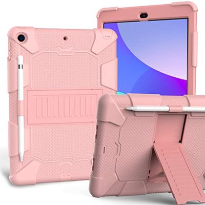 Funda para iPad de 10.2 Pulgadas 9ª/8ª/7ª generación 2021/2020/2019 con diseño Tres en uno, a Prueba de Golpes, Funda Robusta con Soporte para lápices y Soporte, Oro Rosa
