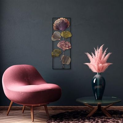 Hand-Painted Decorative Metal Wall Accessory, 32 x 90 cm, 100% Metal (1.5 mm), Unique Design, Easy Wall Mounting, Perfect for Home Decor