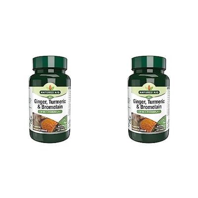 Natures Aid Ginger Turmeric Bromelain, 60 Tablets (Pack of 2)