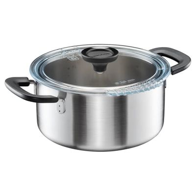 Fiskars Casserole with Lid, Capacity: 5.0 litres, Suitable for All Hobs, Stainless Steel/Plastic, Diameter 26 cm, Functional Form, 1026578