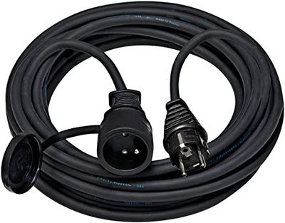 Brennenstuhl Rallonge 5m de câble avec Prise à clapet (IP44), Fabrication Française 1169321 Noir, 5 m