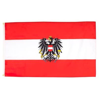 AZ FLAG - Bandera Austria con Aguila - 250x150 cm - Gran Bandera Austríaca con Armas 100% Poliéster con Ojales de Metal Integrados - 300g - Colores Vivos Y Resistente A La Decoloración