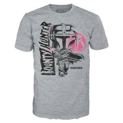 Funko Boxed tee: The Mandalorian - Mando - Large - (L) - Star Wars Mandalorian - Camiseta, Franela - Ropa - Idea Manga Corta para Adultos Hombres y Mujeres- Mercancia Oficial