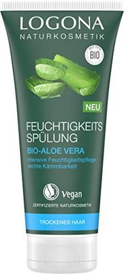 LOGONA Naturkosmetik Balsamo idratante all'aloe vera biologica, balsamo naturale per capelli secchi, idratazione intensa per capelli morbidi, migliore pettinabilità, vegano e senza silicone, 200 ml