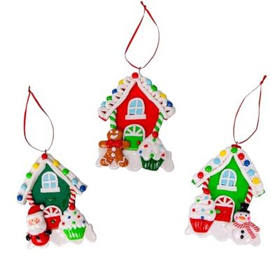 Shatchi juldekoration för upphängning, dekorerad med cupcake, jultomte, snögubbe, Teddy, julgran, väggdekoration, ornament, flerfärgad, 3 stycken