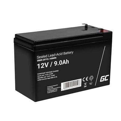 Green Cell Batteria AGM 12V 9Ah ricaricabile sigillata VRLA | Per UPS, allarmi, giocattoli elettrici, impianti solari, scooter, backup e uso ciclico senza manutenzione