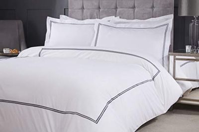 Emma Barclay Mayfair - Geborduurde dekbedovertrekset met Oxford kussensloop in grafiet - kingsize bed