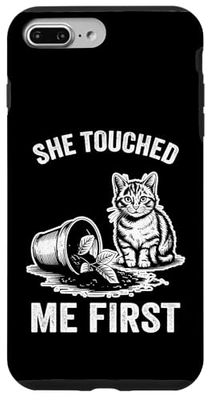 She Touched Me First Cat Plant Kitten Plants Cat Lover Case for iPhone 7 Plus/8 Plus