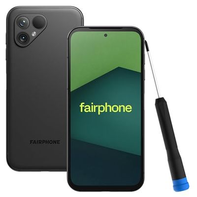 Fairphone 5 5G Smartphone sostenible (Pantalla de 6,46", cámara Dual de 50 MP, 8 GB/256 GB, 4200 mAh, Android 14) Incl. Destornillador iFixit, Negro Mate