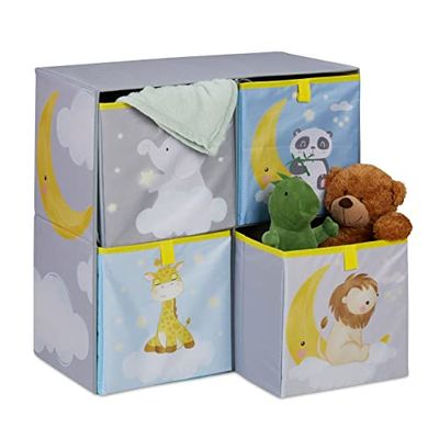 Relaxdays Étagère pour Enfants Motif Nuit, HxLxP : 59,5x60,5x30 cm, étagère de Rangement, Chambre d’Enfant, Multicolore