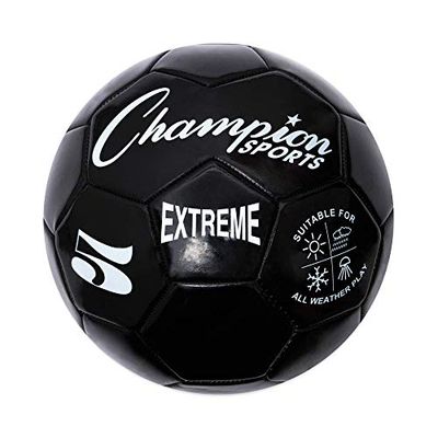 Champion Sports Extreme Series - bola de futebol composta: tamanhos 3, 4 e 5, cor preta, tamanho 5