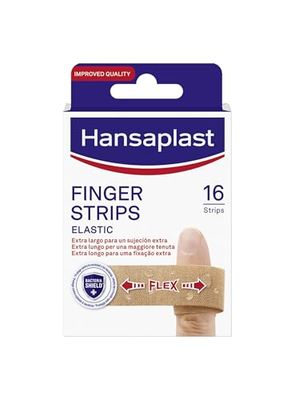 Hansaplast Cerotti ELASTIC FINGER STRIPS, Cerotti dita extra flessibili e lunghi per mani e articolazioni, Cerotto flessibile che si adatta ai movimenti, 1 confezione da 16 pezzi