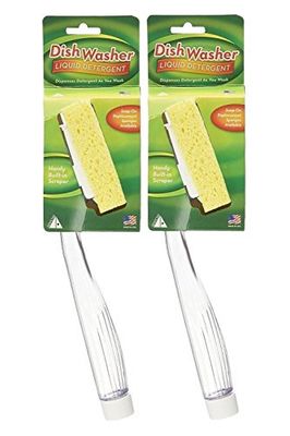 Arrow Dish Sponges With Soap Dispenser Handle, 2 Pack - Fillable Dish Wand for Quick, Convenient Cleaning - Made in the USA - Easy to Refill, Built-In Scrubber, Ideal for Dishes and Pans