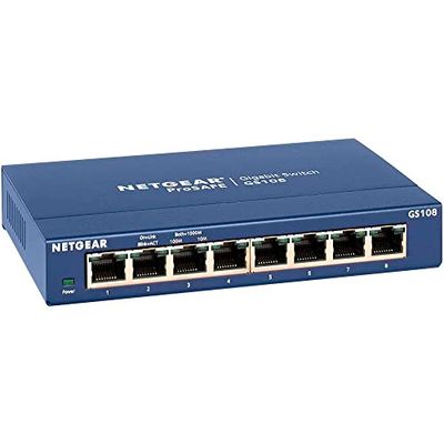NETGEAR Switch Ethernet, comutador não gerenciado, ProSAFE, interruptor Gigabit GS108GE - Sobremesa, 8 portas 10-1000 Mbps