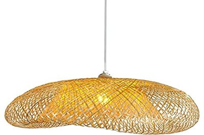 B·LED BARCELONA LED BarcelonaLed Lampe de plafond en osier naturel vintage avec culot blanc E27 abat-jour en rotin bambou pour salle à manger, cuisine, salon
