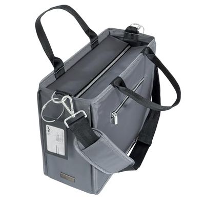 Sigel BA412 Desk Sharing Bag M, för mobilt arbete, mycket god stabilitet, vattentät, med dragkedja, axelrem, för bärbara datorer upp till 14 tum, mörkgrå, 36 x 28 x 15 cm